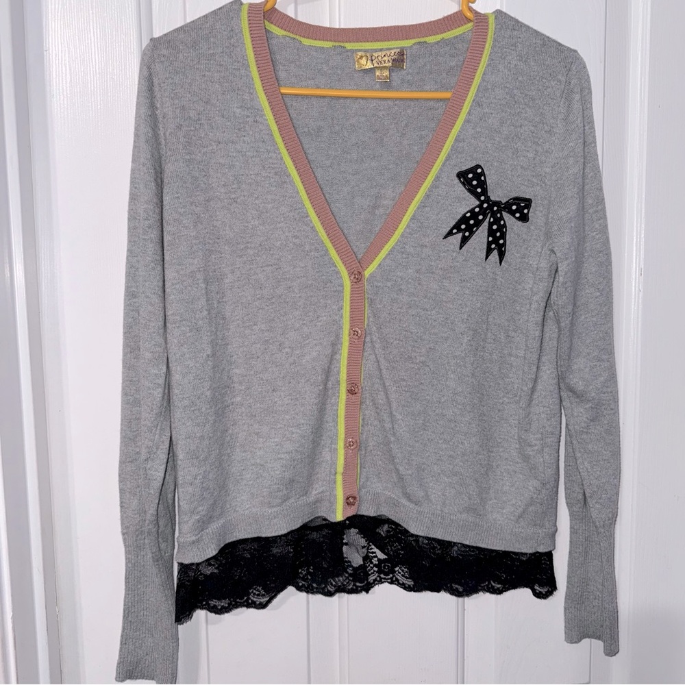 Princess Vera Wang Y2K cardigan button up sweater lace